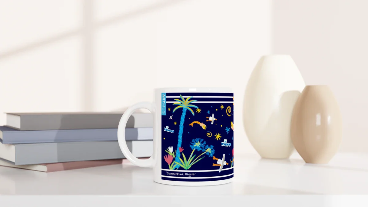 John Dyer Ceramic Cornish Art Mug . Summertime Nights Cornwall. - Image 5