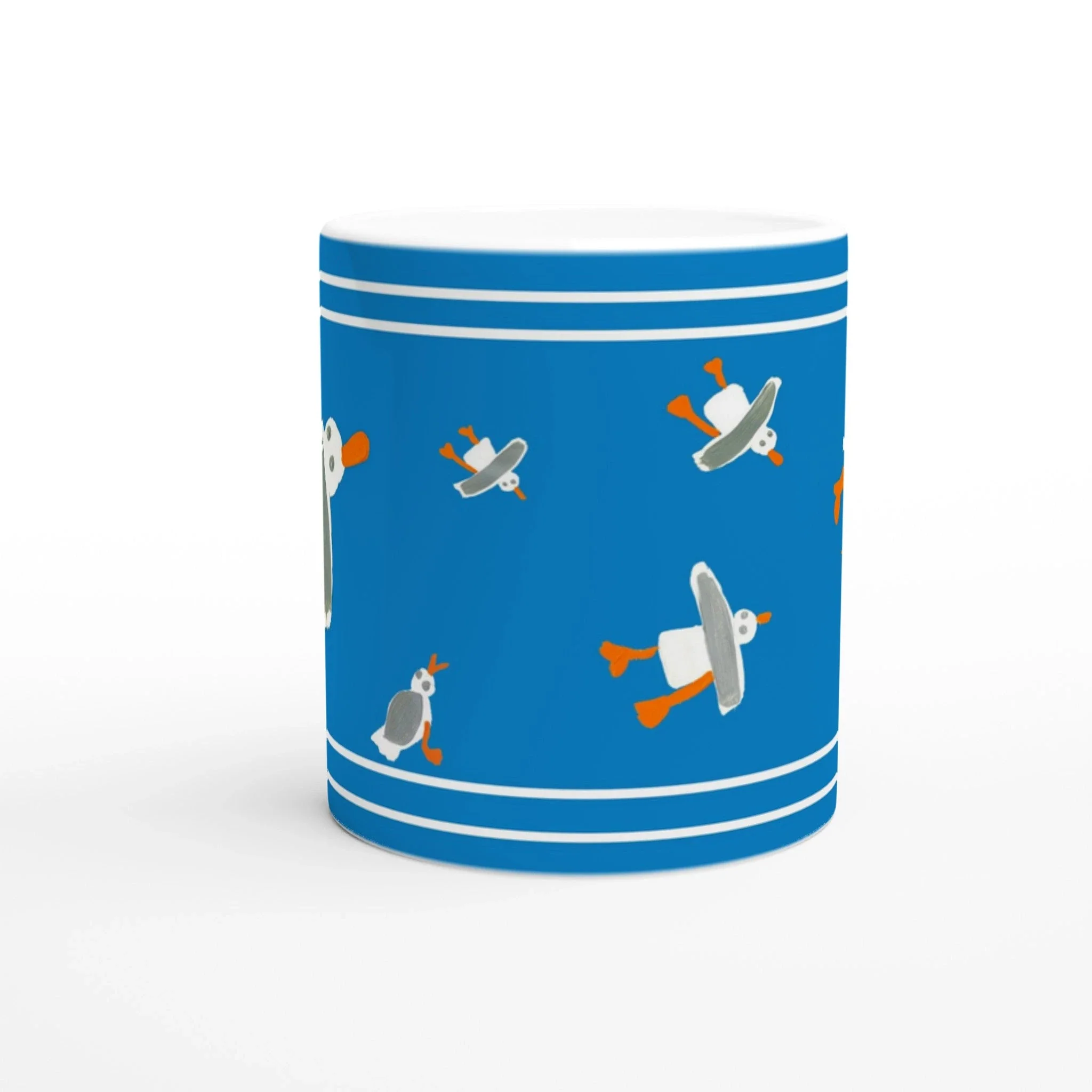 John Dyer Ceramic Cornish Art Mug with Cornish Seagulls. Sky Blue - Image 3