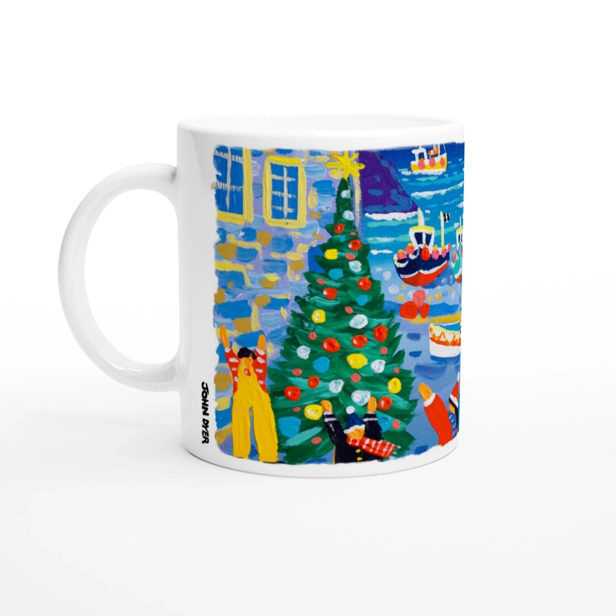 John Dyer Ceramic Cornish Art Mug. Cadgwith Christmas