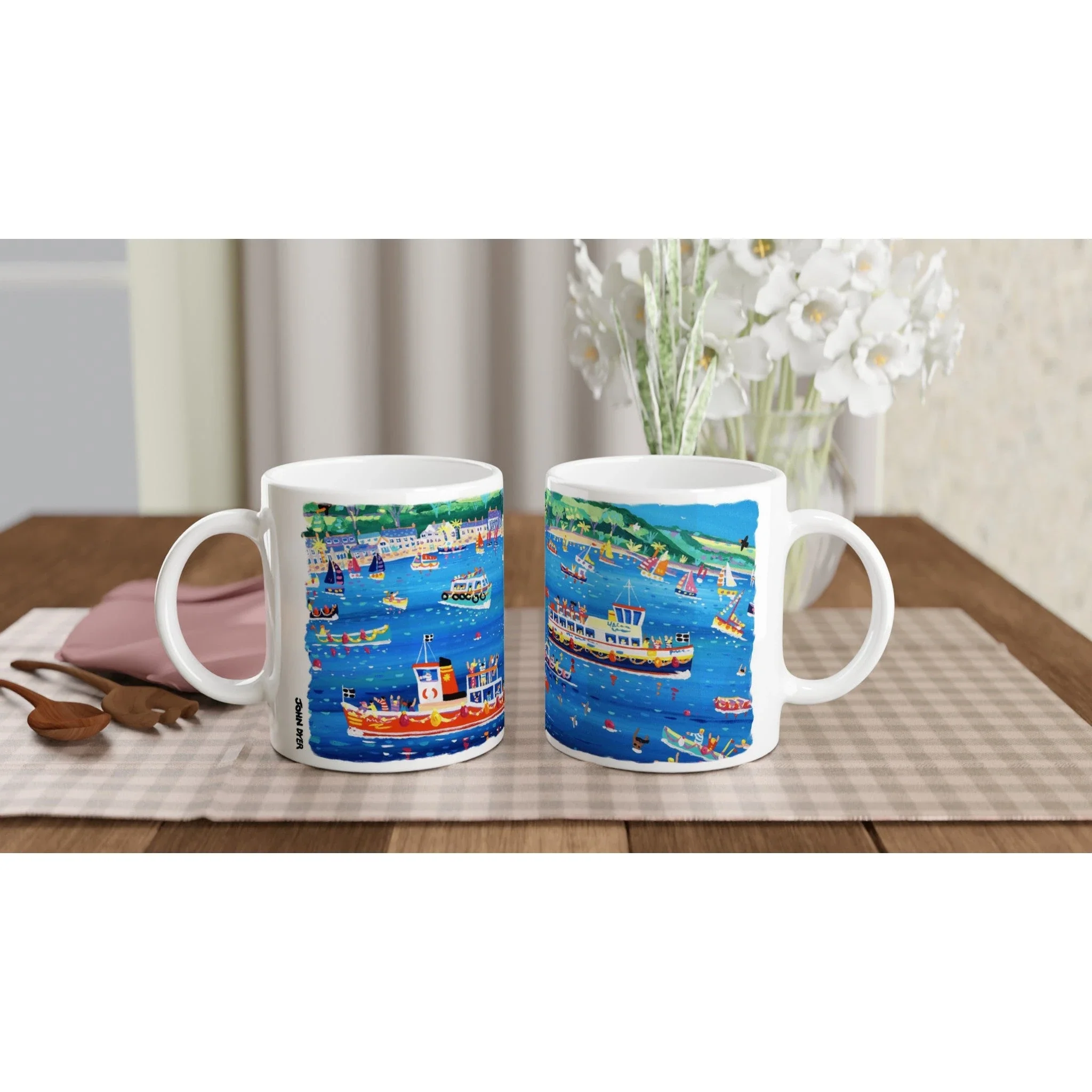 John Dyer Ceramic Cornish Art Mug. Falmouth Ferries - Image 2