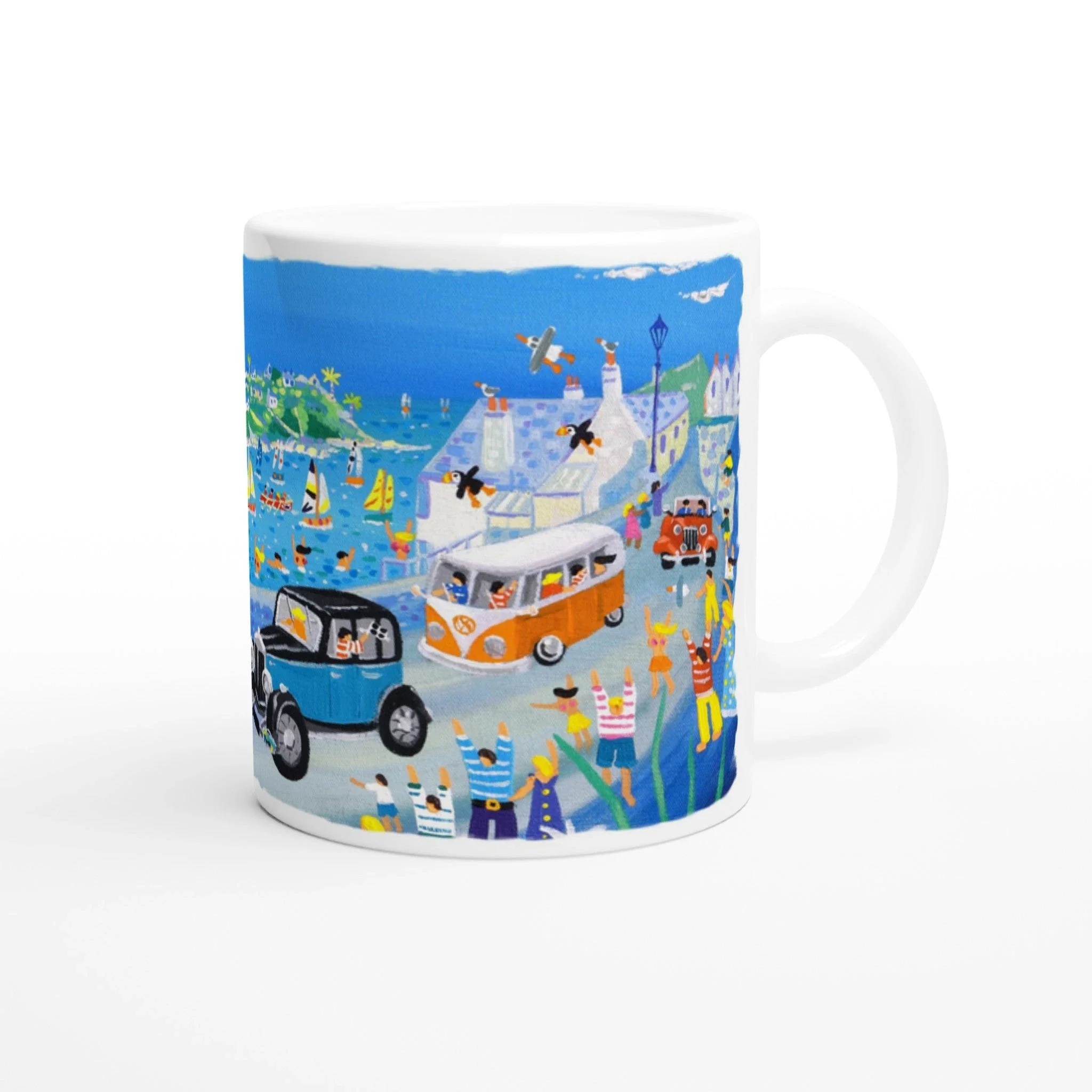 John Dyer Ceramic Cornish Art Mug. Fowey Classic Car Parade - Image 2