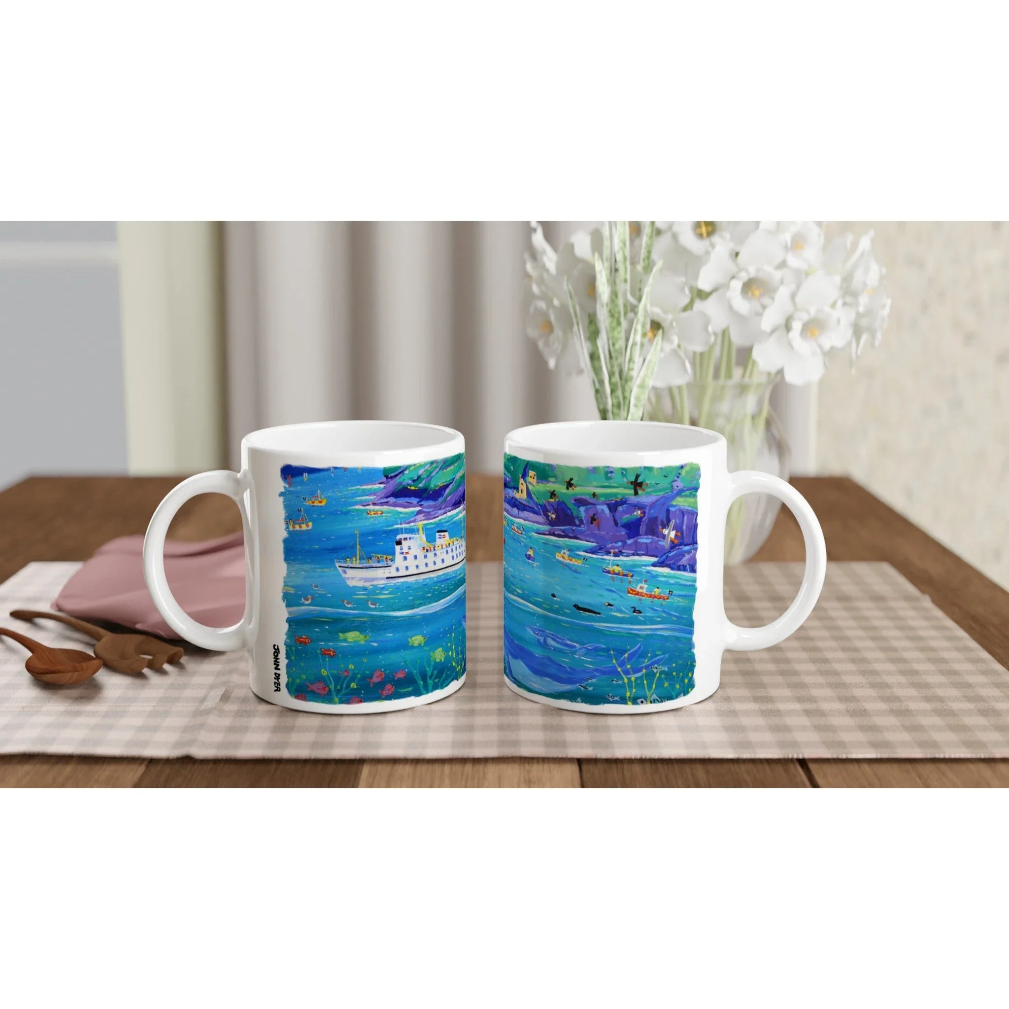 John Dyer Ceramic Cornish Art Mug. Scillonian Ferry, Botallack, Cornwall - Image 4