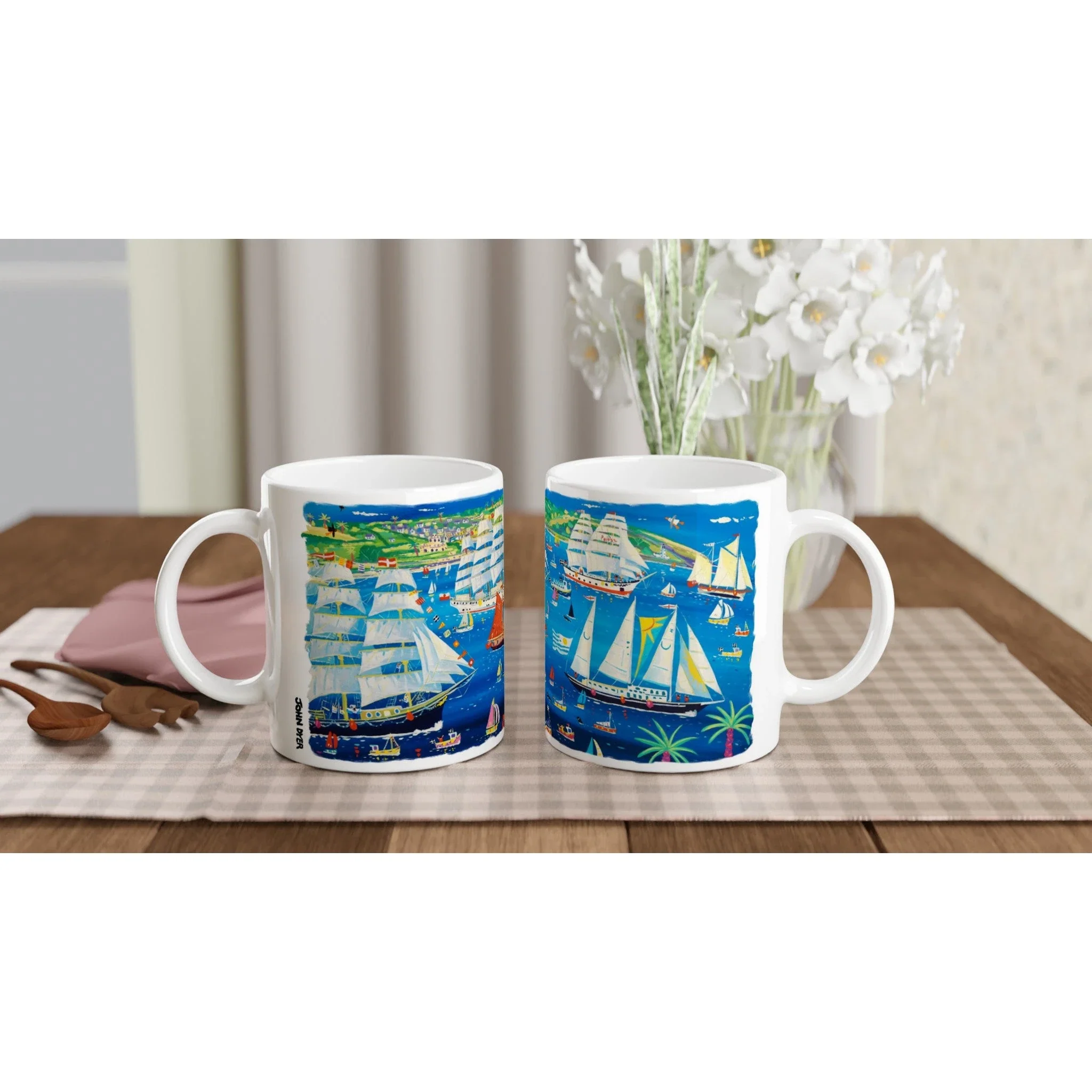 John Dyer Ceramic Cornish Art Mug. Tall Ships and Small Ships Falmouth - Image 4