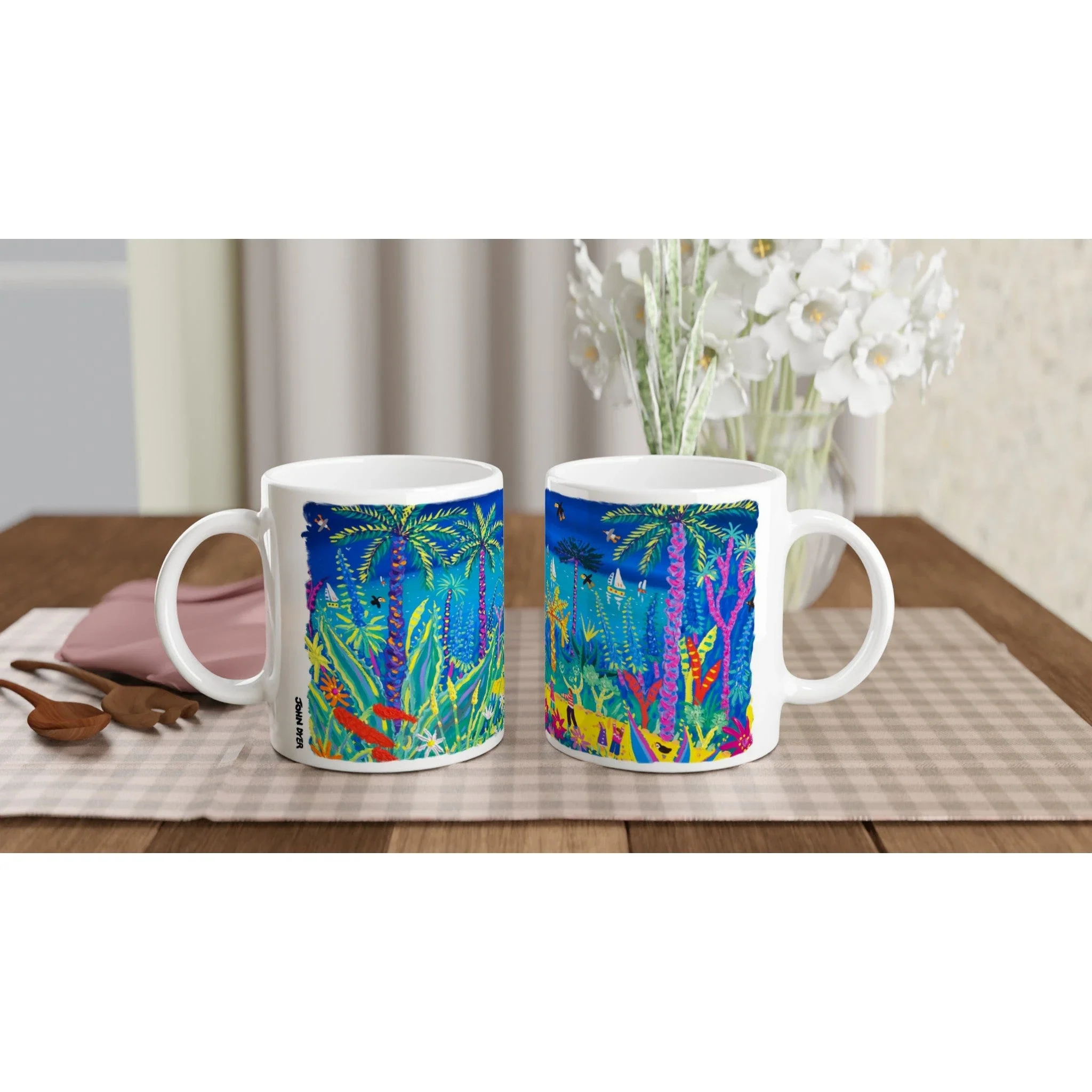 John Dyer Ceramic Cornish Art Mug. Tresco Abbey Garden, Cornwall - Image 4