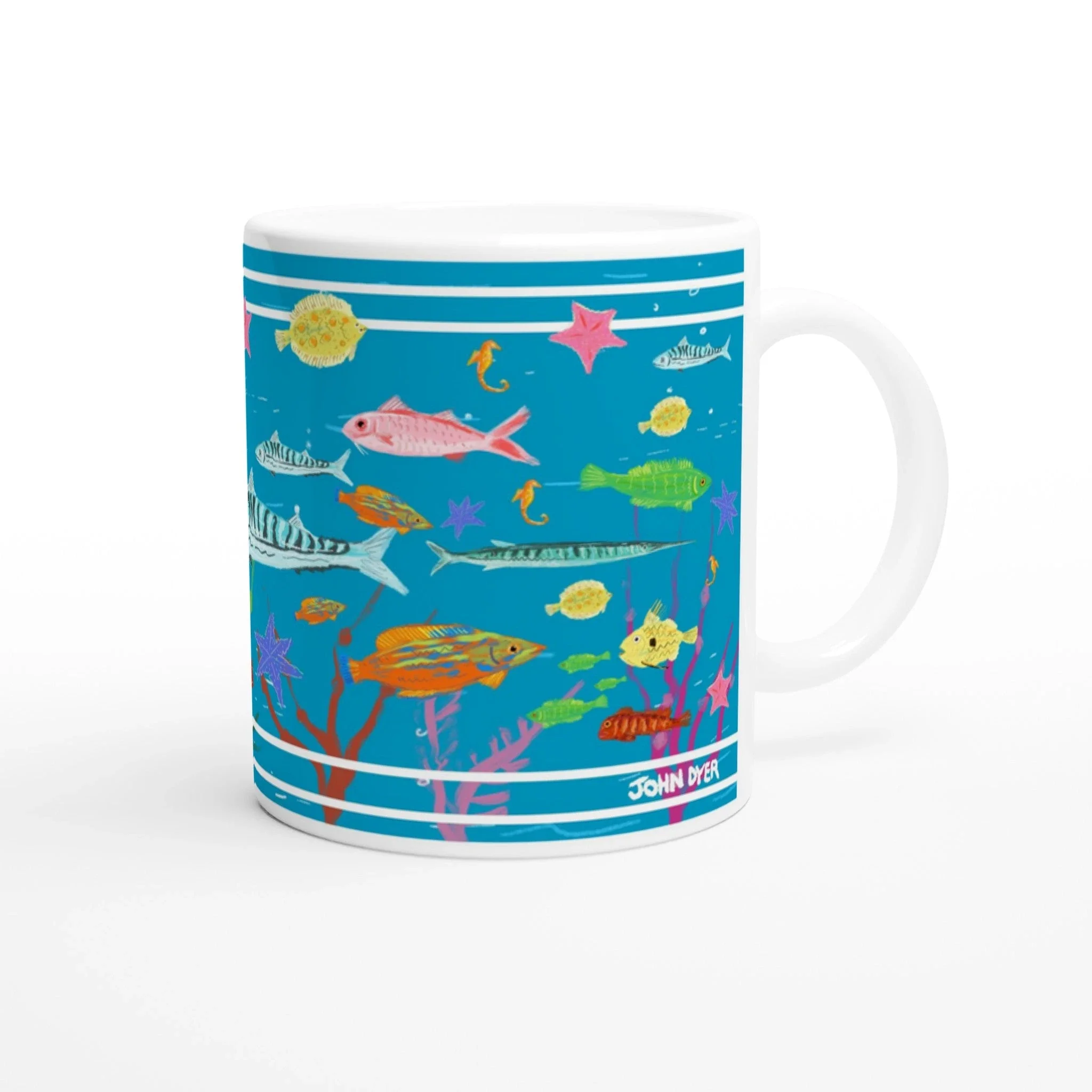 John Dyer Ceramic Cornish Art Mug with Cornish Fish - Image 2