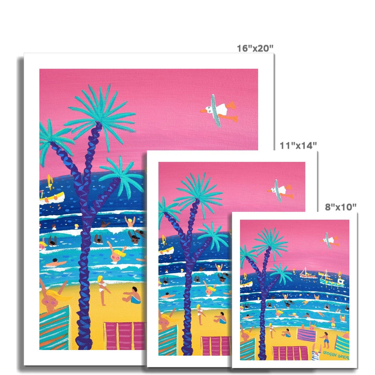John Dyer Fine Art Beach Print. Open Edition Cornish Art Print. 'Evening Skies on a Hot Summer Day St Ives Beach'. Cornwall Coastal Art - Image 3