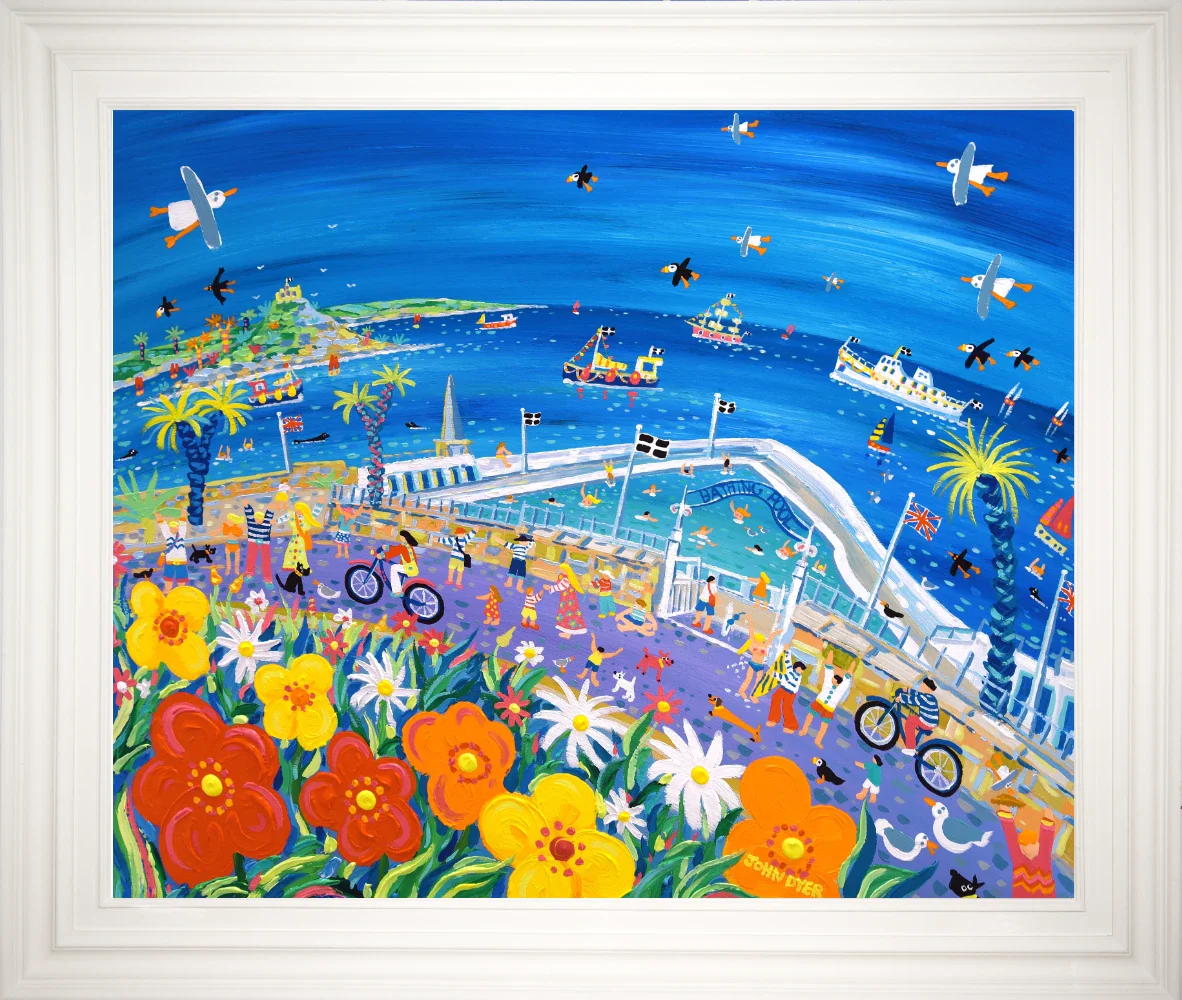 John Dyer Painting. A Day at the Bathing Pool, Penzance - Image 2