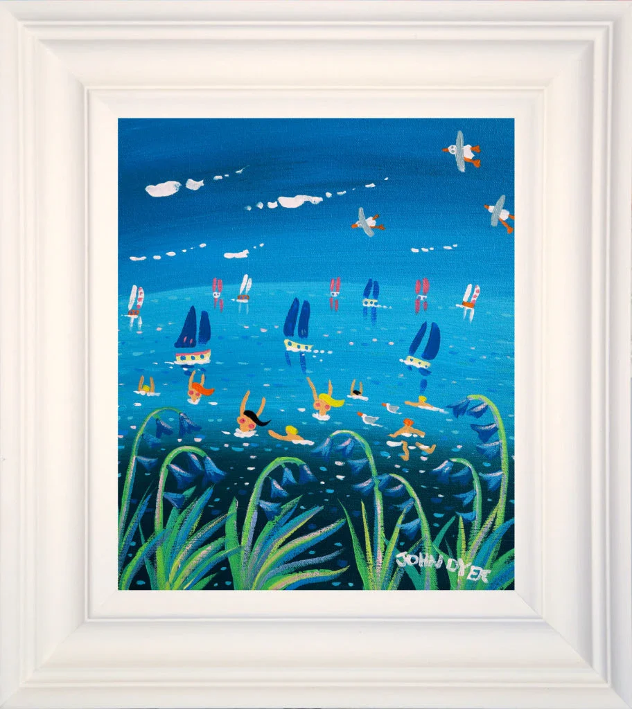 John Dyer Painting. Blue Bathing Belles.  12 x 10 inches, acrylic on canvas - Image 2