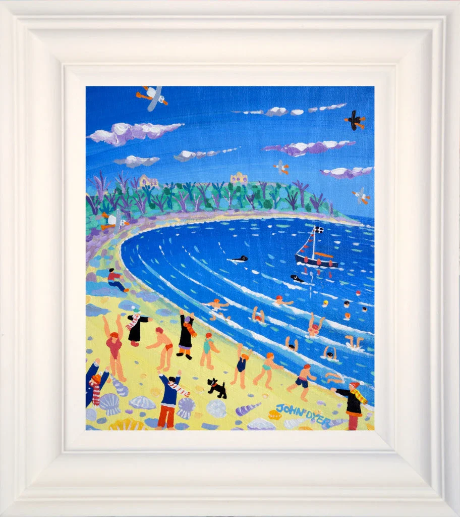 John Dyer Painting. Cold Water Swimmers, Falmouth. 
12 x 10 inches, acrylic on canvas - Image 2