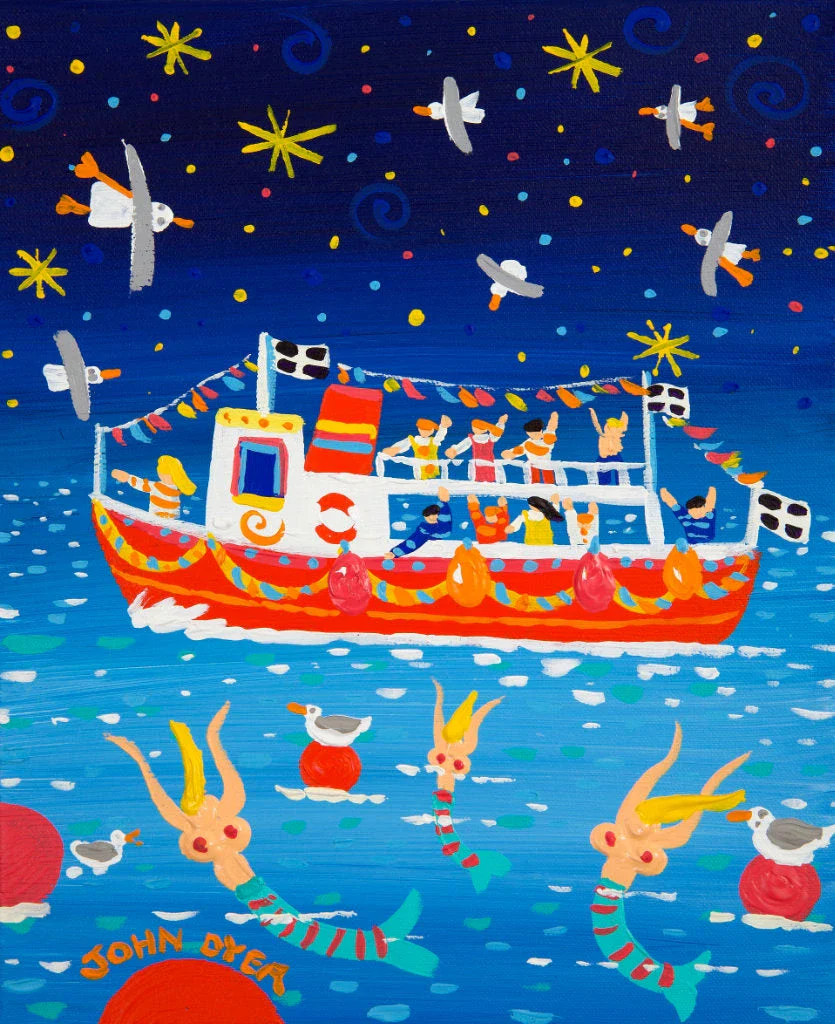 John Dyer Painting. Cornish River Trip.  12 x 10 inches, acrylic on canvas