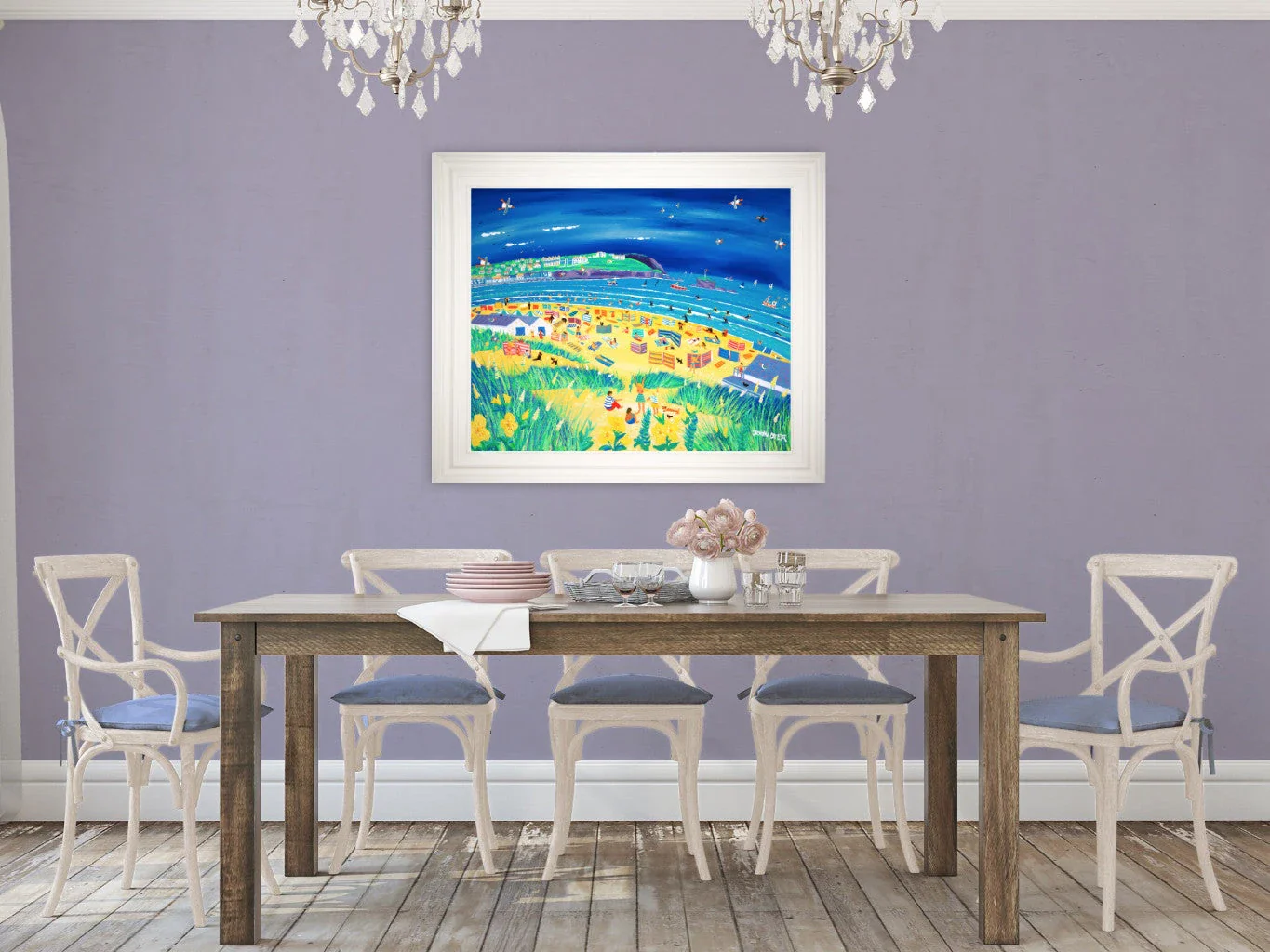 Cornwall Art Gallery painting by John Dyer. 'Happy Holidays, Perranporth'. 33 x 40 inches, acrylic on board - Image 5