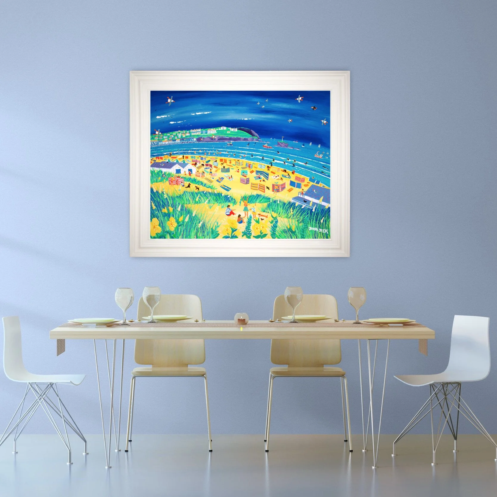 Cornwall Art Gallery painting by John Dyer. 'Happy Holidays, Perranporth'. 33 x 40 inches, acrylic on board - Image 7