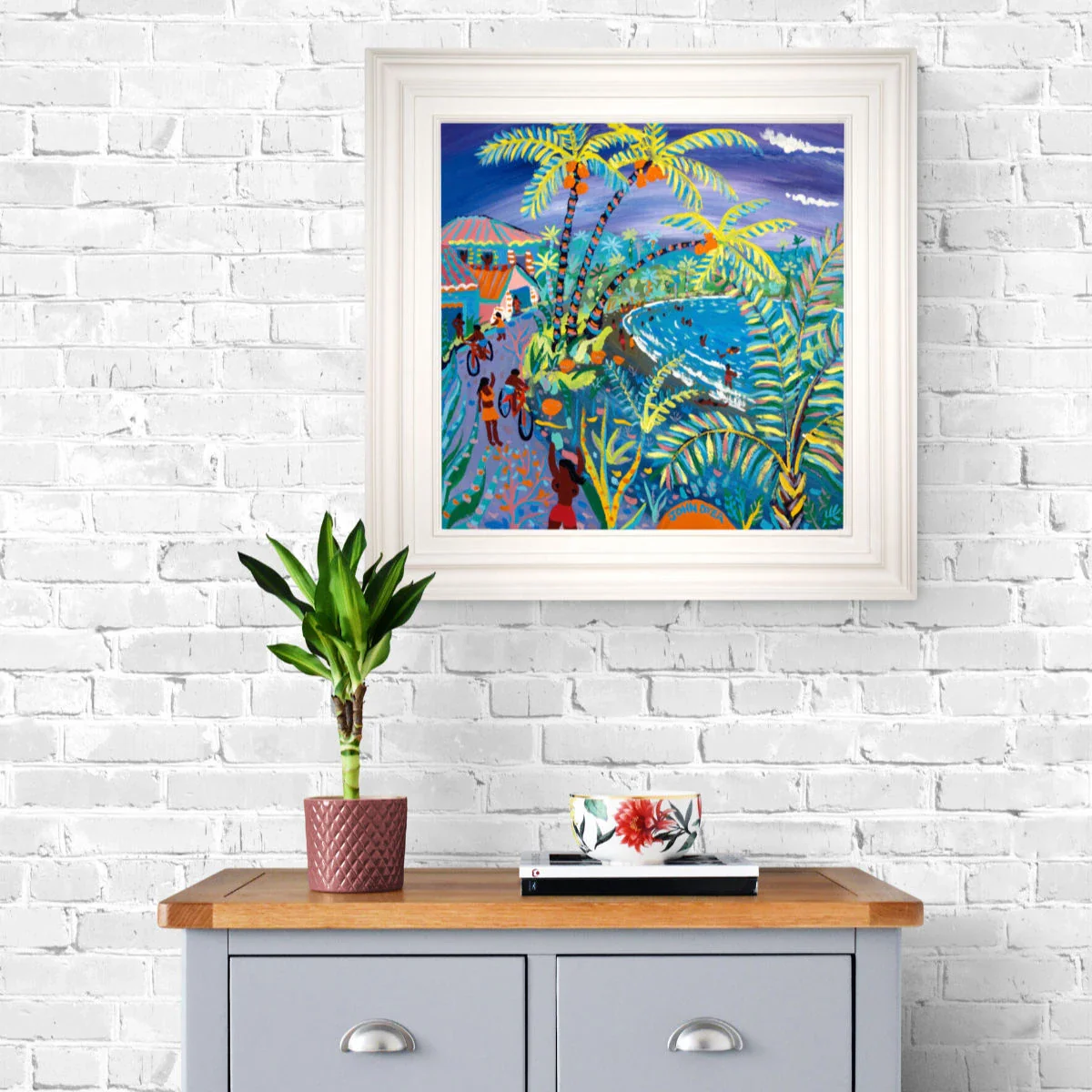 John Dyer Painting. 'Swaying Caribbean Coconuts, Costa Rica'. Caribbean Art Gallery. - Image 3