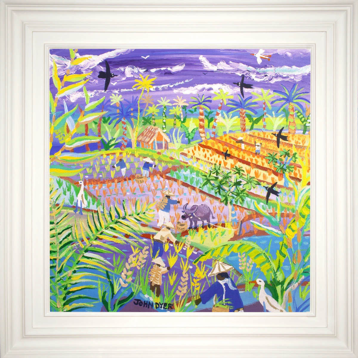 'Water Buffalo and Rice Terraces, the Philippines'. 24x24 inches acrylic on canvas. Paintings of Philippines by John Dyer from our Online Art Gallery - Image 2