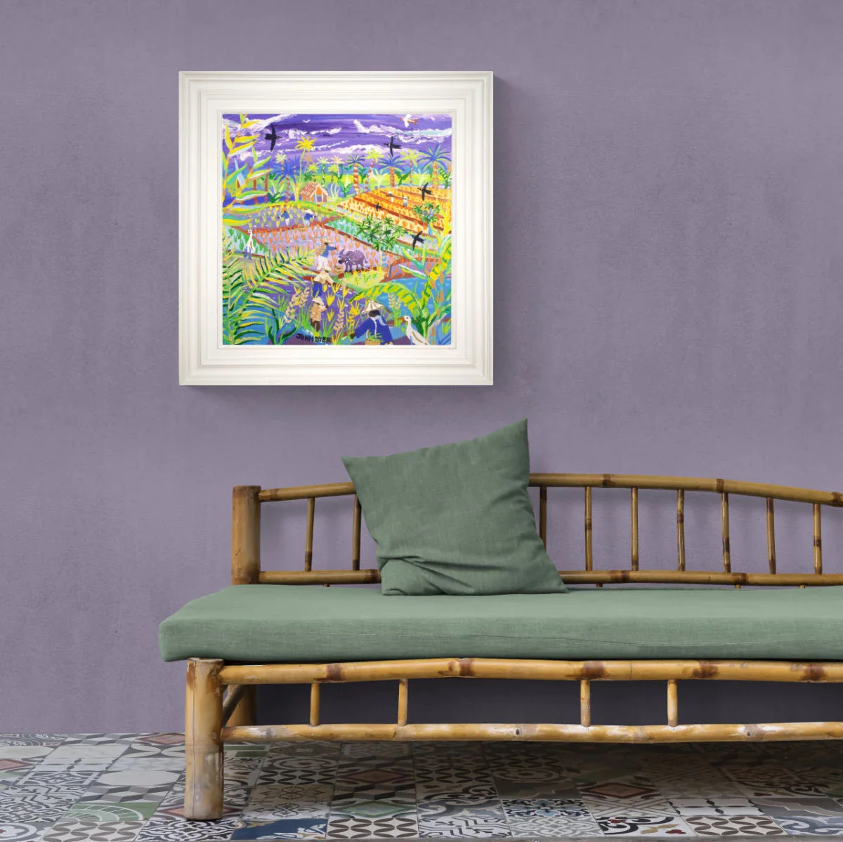 'Water Buffalo and Rice Terraces, the Philippines'. 24x24 inches acrylic on canvas. Paintings of Philippines by John Dyer from our Online Art Gallery - Image 3