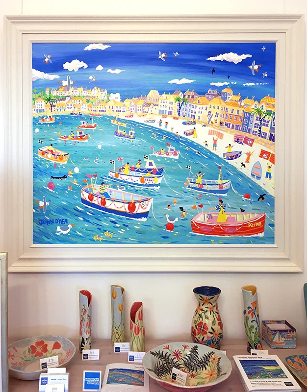John Dyer Painting. Swimming with Seals, St Ives, Cornwall. - Image 2
