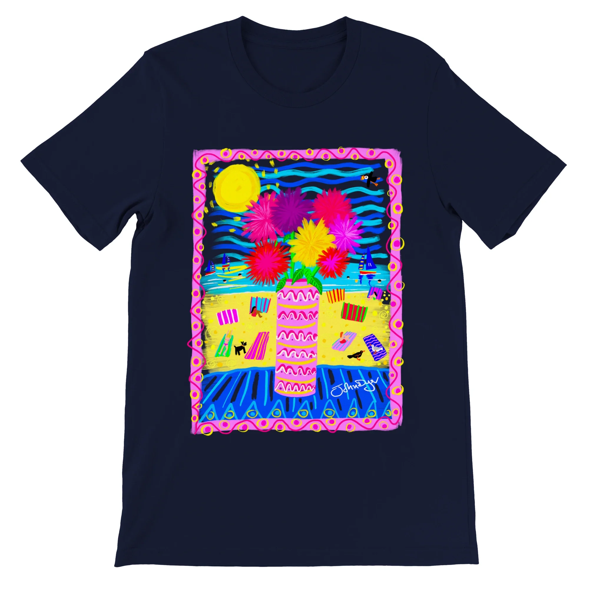 John Dyer Unisex Art T-Shirt. Pom Pom Beach Flowers - Image 10