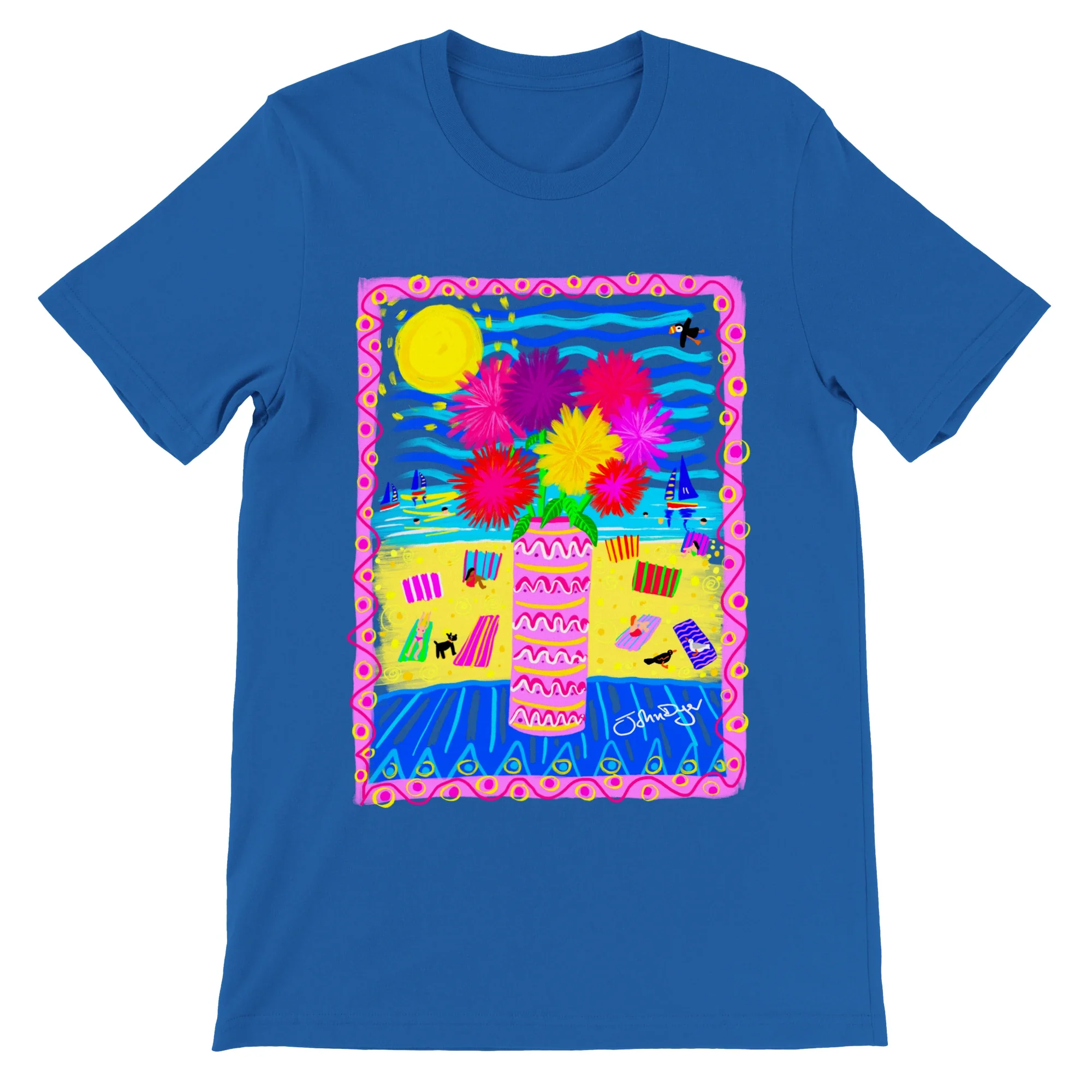 John Dyer Unisex Art T-Shirt. Pom Pom Beach Flowers - Image 11