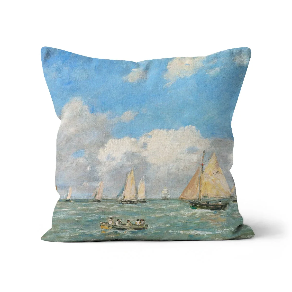 La Sortie Des Barques À Trouville Classic Art Cushion by Eugène Boudin - Image 13