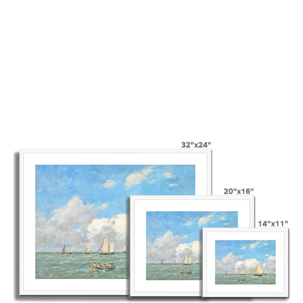 'La Sortie des Barques à Trouville' by Eugène Boudin. Framed Open Edition Fine Art Print. Historic Art - Image 4