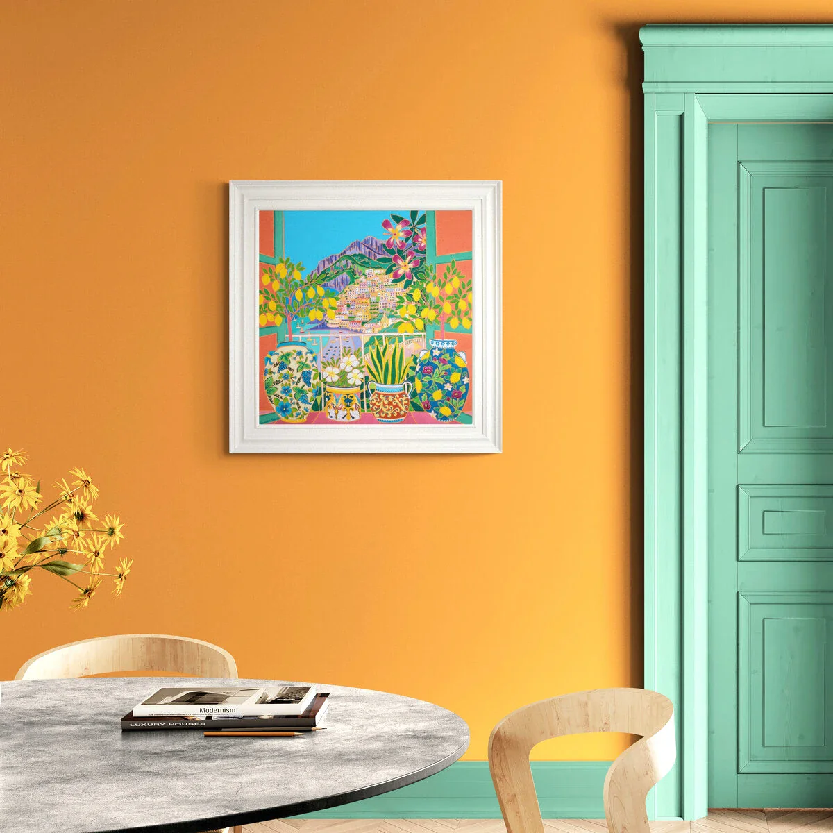 'Lemons by the Sea, Positano, Italy', 30x30 inches oil on canvas. Amalfi Coast Painting with Lemons by British Artist Joanne Short - Image 3