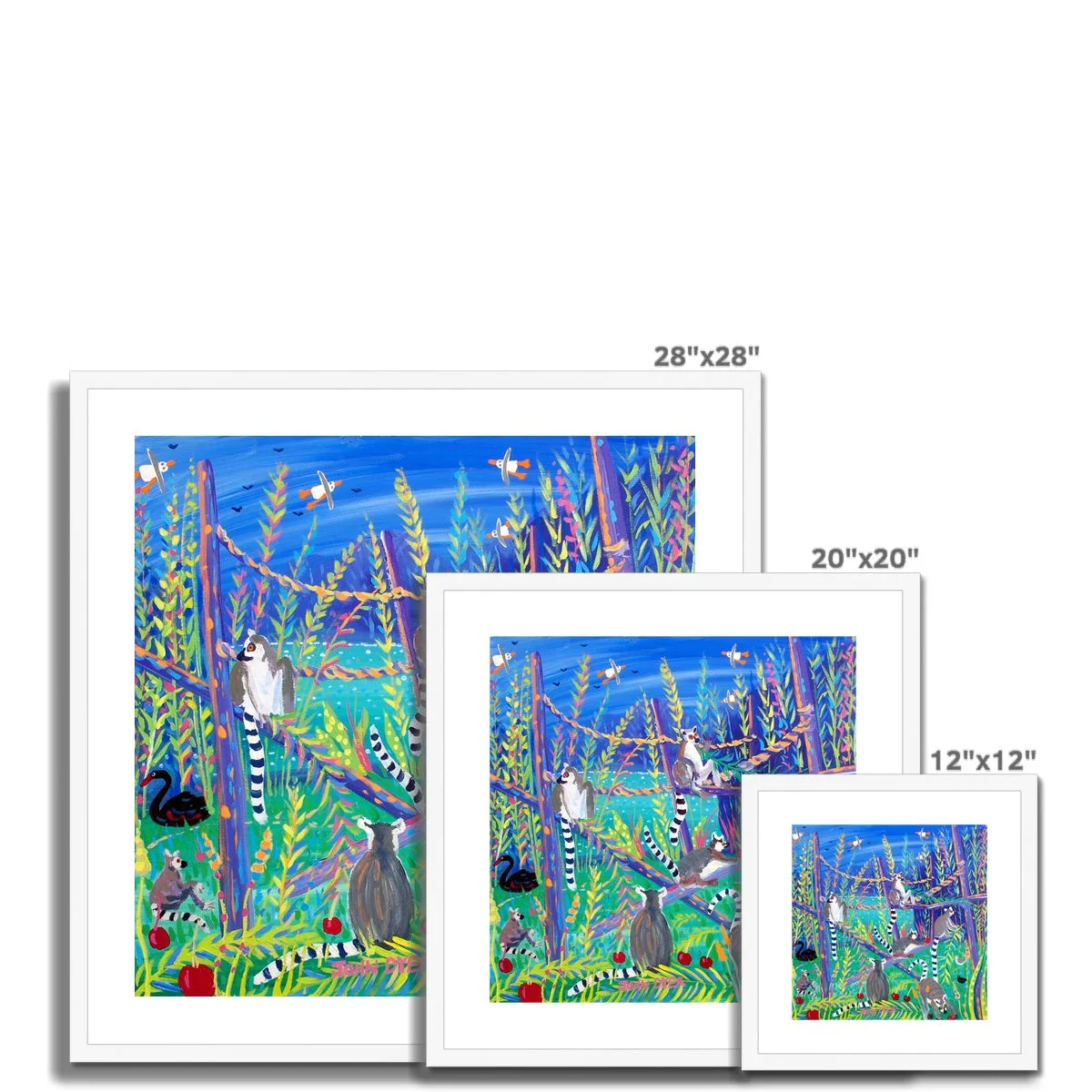 John Dyer Ring Tailed Lemurs eating Cherries. Framed Open Edition Jungle Fine Art Print. Animal Art Prints - Image 11