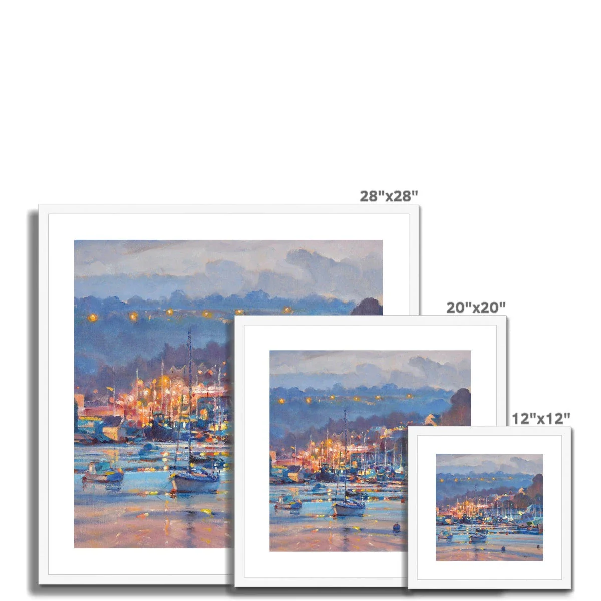 'Lights over the Moorings, Penryn River' by Ted Dyer. Framed Open Edition Coastal Cornish Fine Art Print. - Image 4
