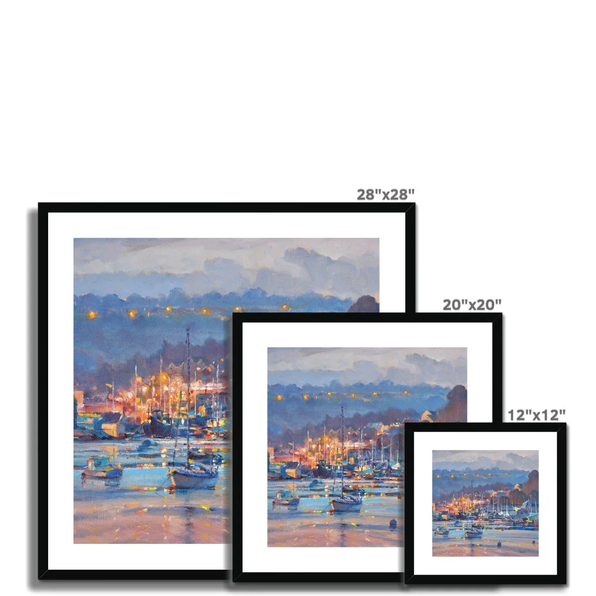'Lights over the Moorings, Penryn River' by Ted Dyer. Framed Open Edition Coastal Cornish Fine Art Print. - Image 6