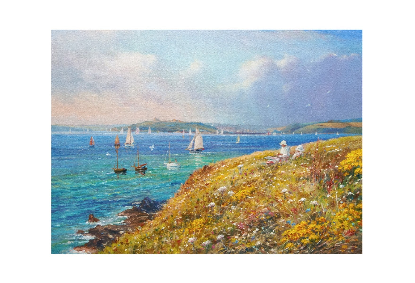 Limited Edition print. Afternoon on the Cliffs, St Anthony Head. By Ted Dyer - Image 2