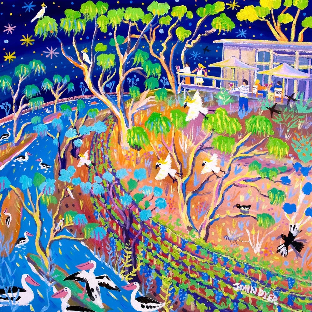 Limited Edition Australian Art Print by John Dyer. Blue Skies and Blazing Stars. Banrock Station Wine Australia. Animal Art Prints