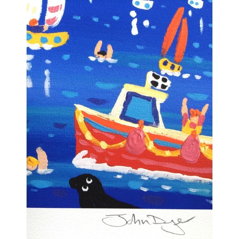 Limited Edition Print by Cornish Artist John Dyer. 'Bobbing About at Fowey'. - Image 4
