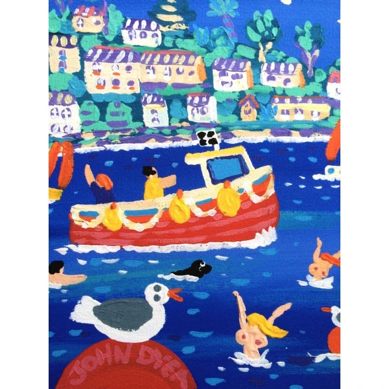 Limited Edition Print by Cornish Artist John Dyer. 'Bobbing About at Fowey'. - Image 5