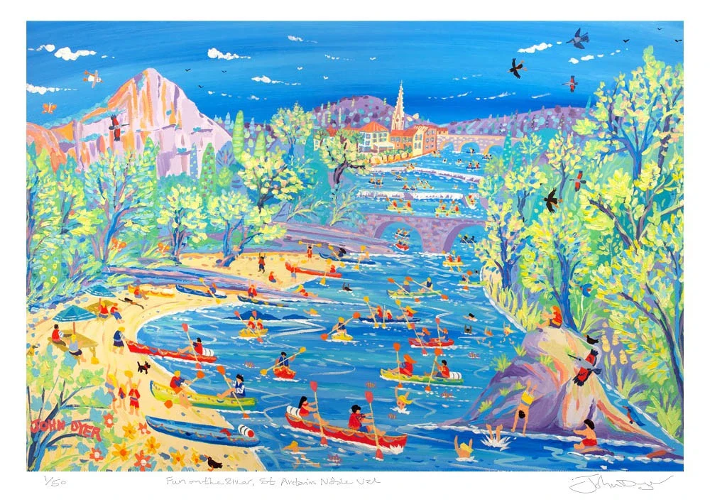 Limited Edition Print by John Dyer. Fun on the River, Saint Antonin, Noble Val, France. - Image 2