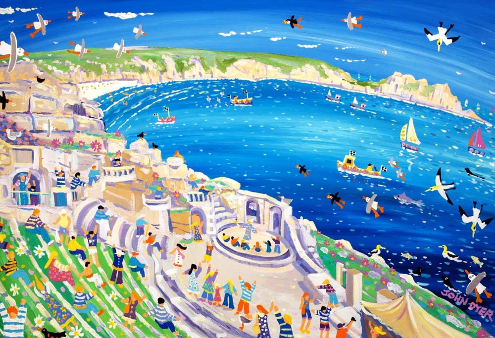 Limited Edition Print by Cornish Artist John Dyer. 'Storytelling at the Minack, Cornwall'. Cornwall Art Gallery Print