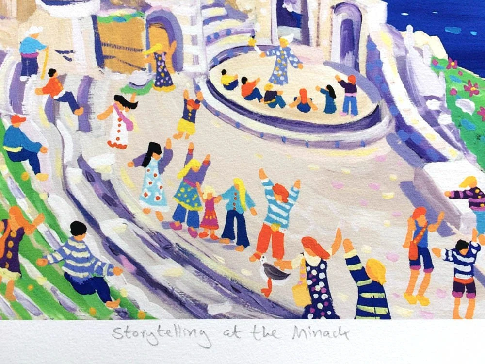 Limited Edition Print by Cornish Artist John Dyer. 'Storytelling at the Minack, Cornwall'. Cornwall Art Gallery Print - Image 4