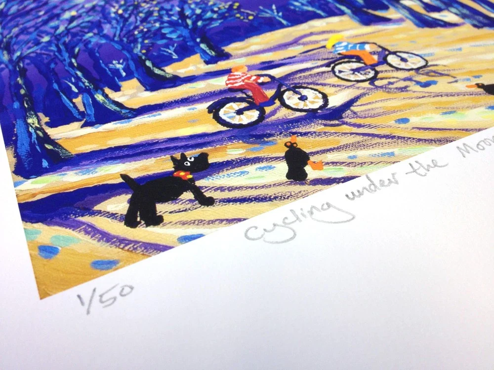 Limited Edition Print. 'Cycling under the Moon, Paris'.  By Artist John Dyer - Image 3