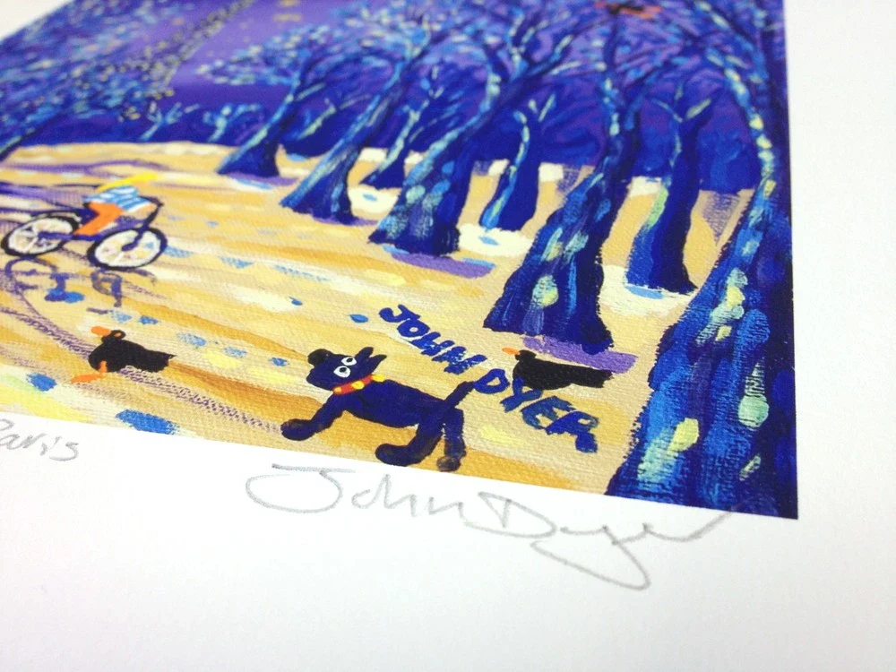 Limited Edition Print. 'Cycling under the Moon, Paris'.  By Artist John Dyer - Image 5