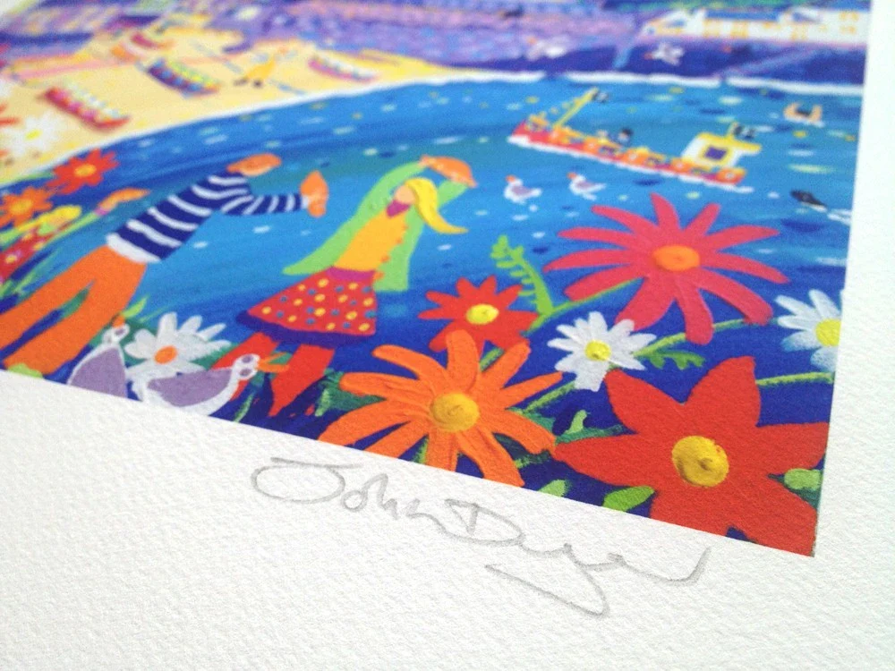 Limited Edition Print by Cornish Artist John Dyer. 'Dancing with Pasties, Port Isaac'. Cornwall Art Gallery Print - Image 3