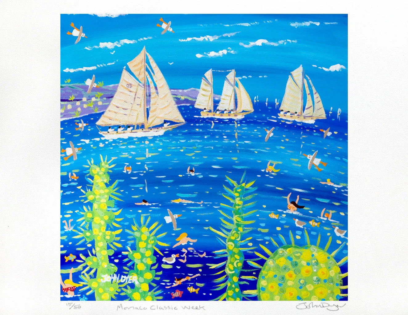 Limited Edition Signed Print by Artist John Dyer. 'Monaco Classic Week'. Classic Yachts and Tall Ships - Image 2