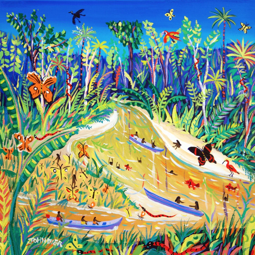 Limited Edition Jungle Print by Environmental Artist John Dyer. 'Spiritual Butterflies, Rio Gregório, Amazon Rainforest'. Animal Art Prints