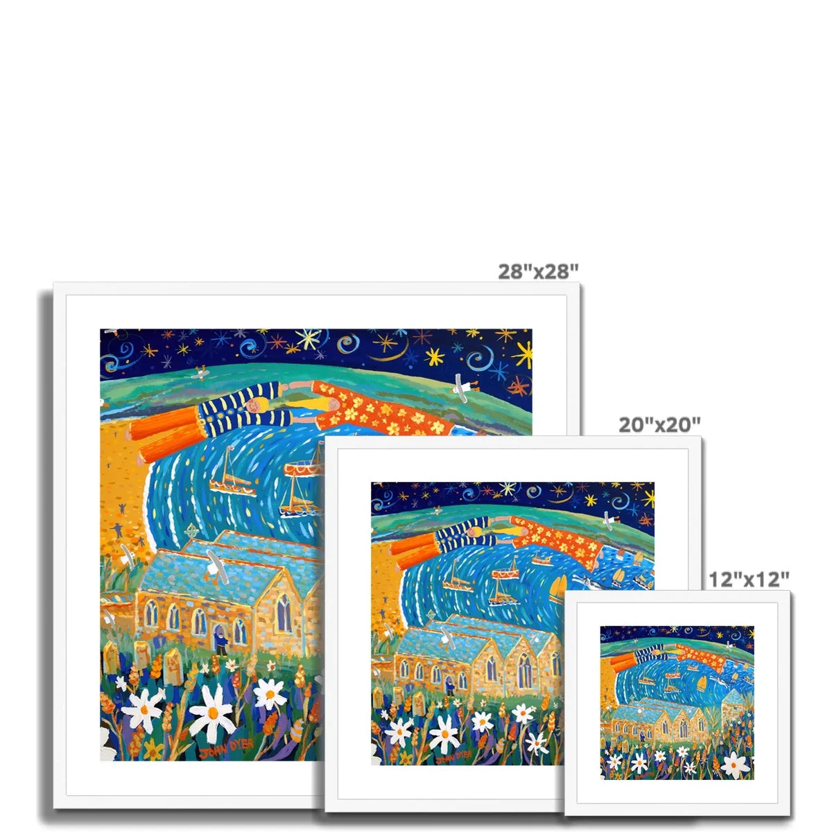 John Dyer Framed Open Edition Cornish Fine Art Print. 'Love Story, Gunwalloe, Church Cove'. Cornwall Art Gallery - Image 4
