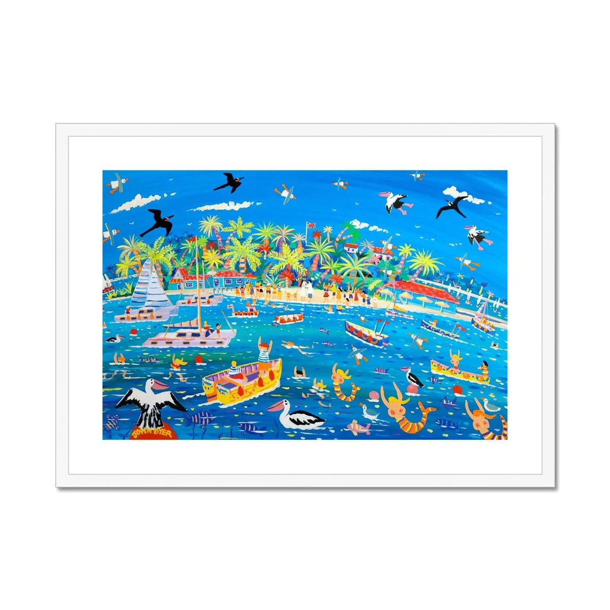 John Dyer Framed Open Edition Art Print. 'Magical Day at Marina Cay'. British Virgin Islands Caribbean Art Gallery