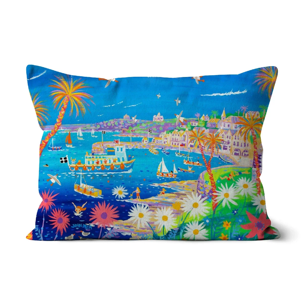 Mediterranean St Mawes, Cornwall by John Dyer Cushion - Image 11
