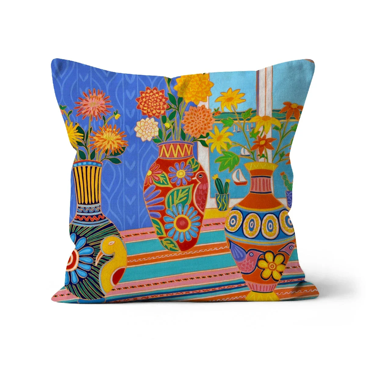 Mexican Fiesta Flowers Cushion by Joanne Short - Image 3