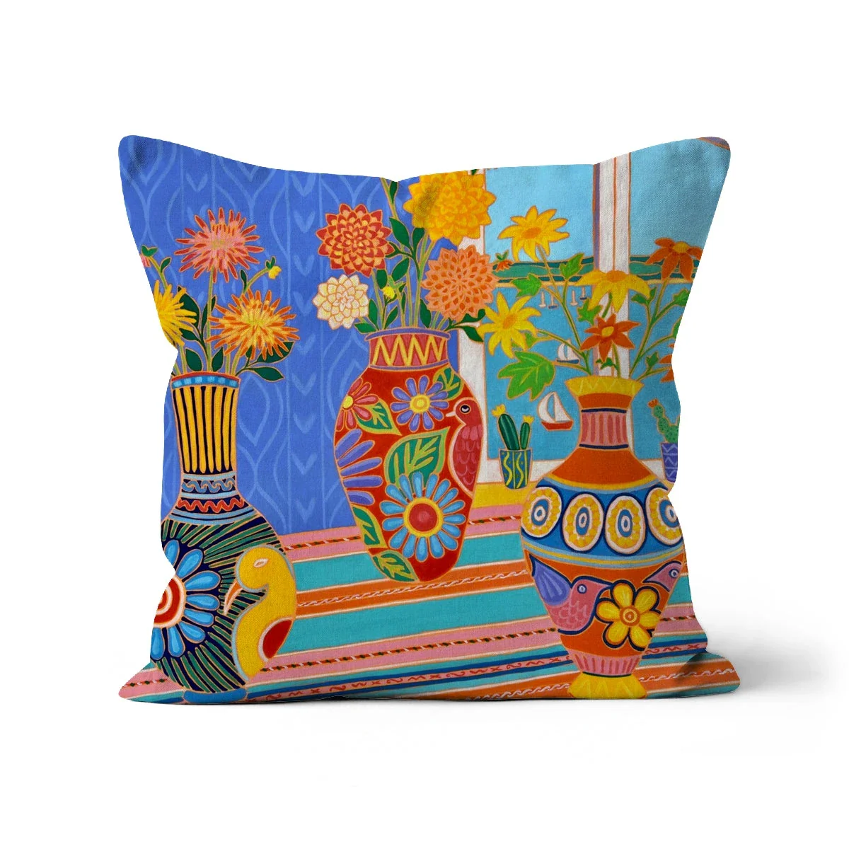 Mexican Fiesta Flowers Cushion by Joanne Short - Image 4