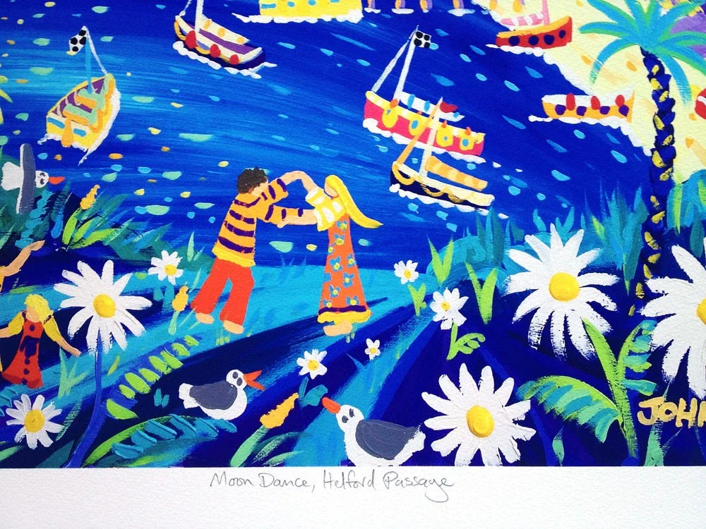 Signed Limited Edition Print by Cornish Artist John Dyer. 'Moon Dance, Helford Passage'. Cornwall Art Gallery Print - Image 3