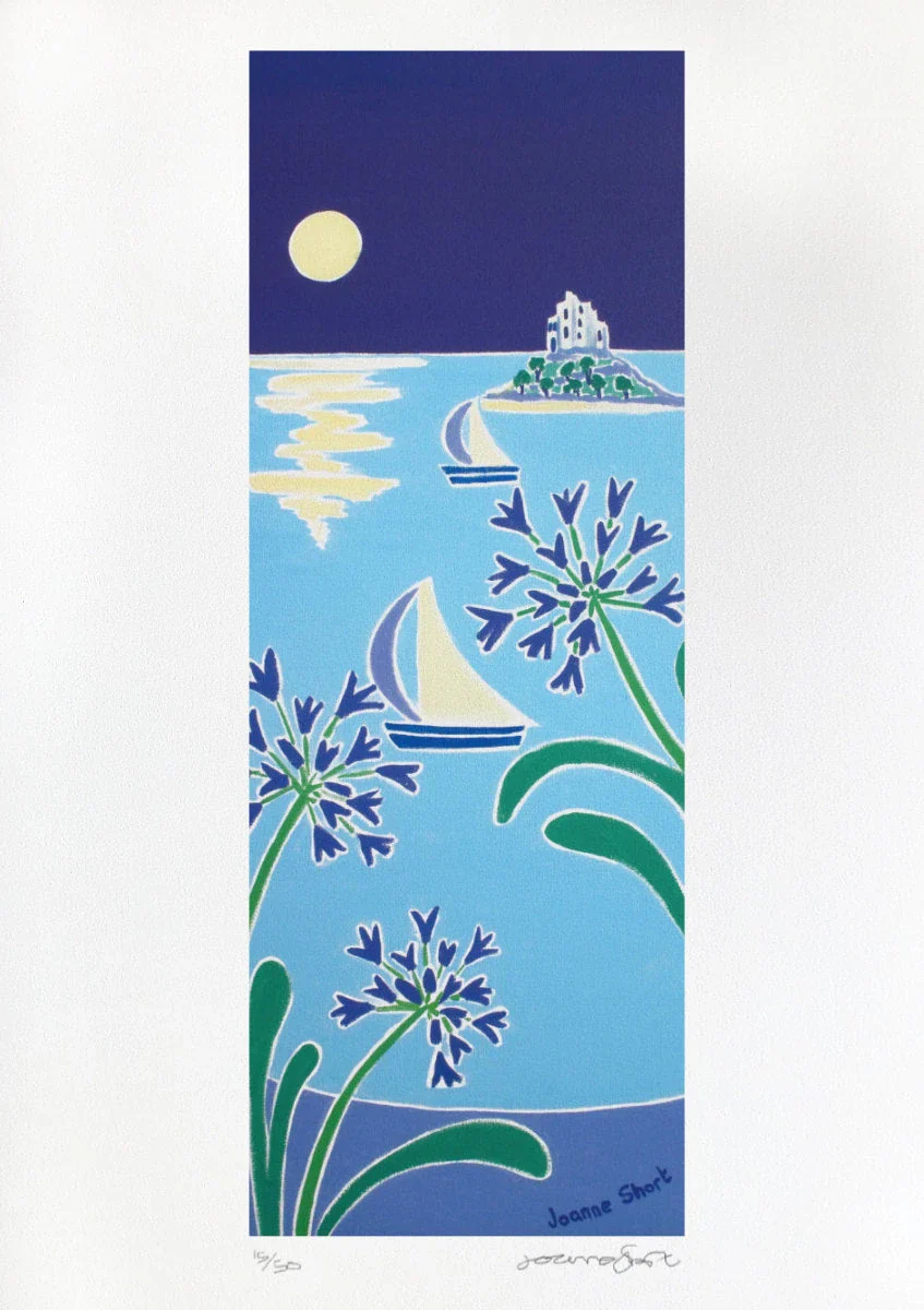 Signed Limited Edition Print by Cornish Artist Joanne Short. 'Moonlight Dancing on the Water St Michael's Mount'. Cornwall Art Gallery Print - Image 2