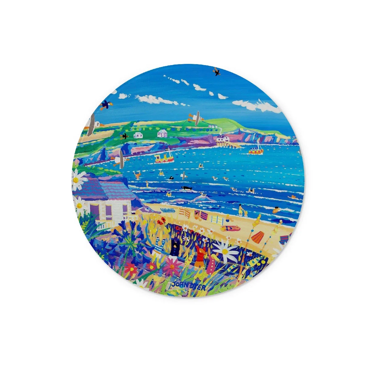 Glass Chopping Board. Mother Ivey's Bay Cornwall by John Dyer - Image 2
