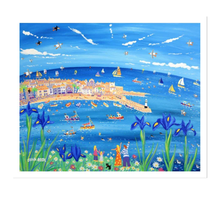 John Dyer Fine Art Print. Open Edition Cornish Art Print. 'Iris Blue, St Ives'. Cornwall Art Gallery