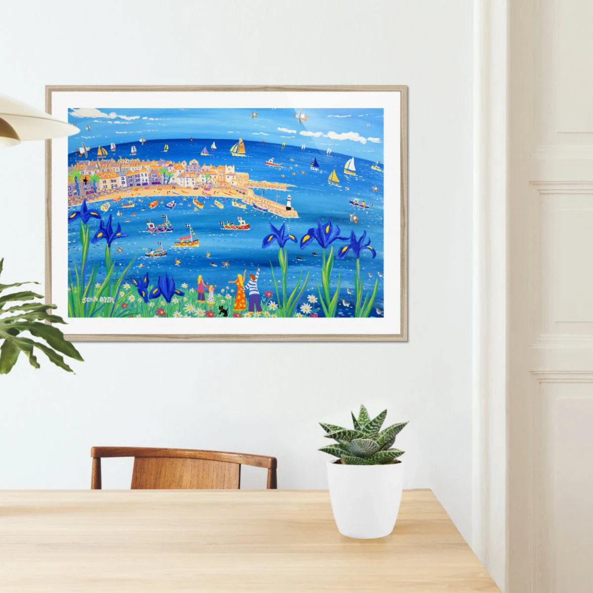 John Dyer Fine Art Print. Open Edition Cornish Art Print. 'Iris Blue, St Ives'. Cornwall Art Gallery - Image 2